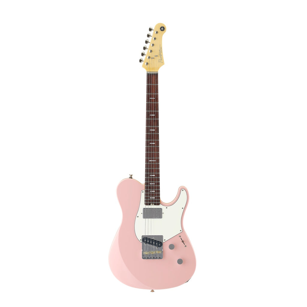 Yamaha Pacifica PACP11S electric guitar in ash pink with chrome hardware and a sleek body, shown from the front.