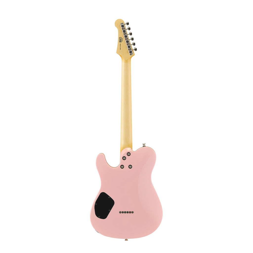 Yamaha Pacifica PACP11S electric guitar in ash pink with a sleek body and six strings, showcased on a plain background.