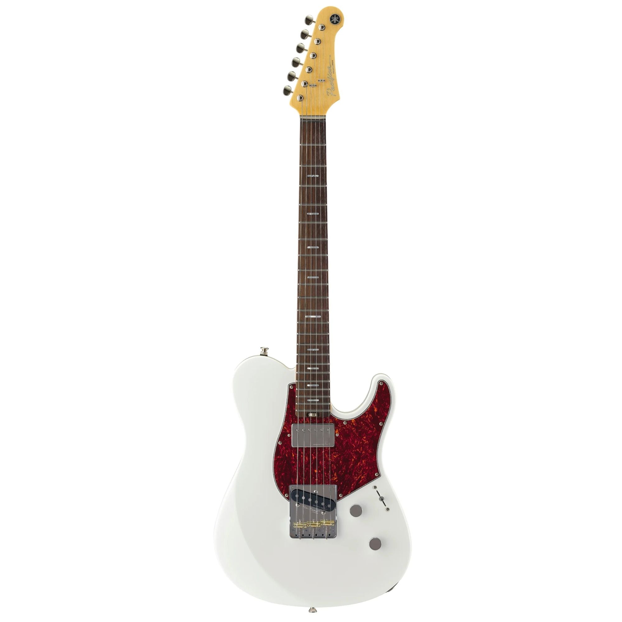 Yamaha Pacifica PACP11SSW electric guitar in shell white with chrome hardware and dual pickups, showcasing its sleek design.