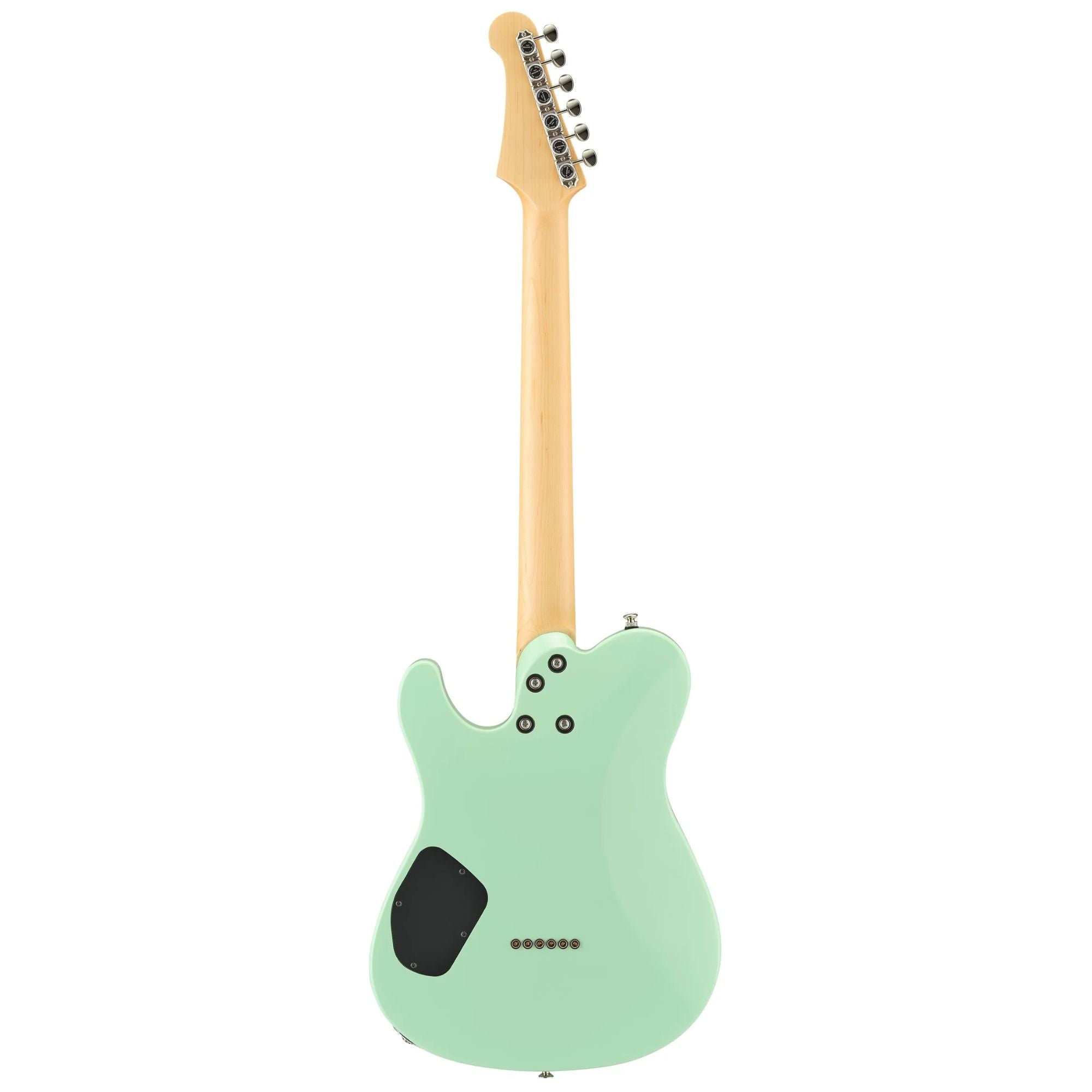 Yamaha Pacifica Standard Plus electric guitar in peppermint green with a maple neck and chrome hardware, showcasing its sleek design.