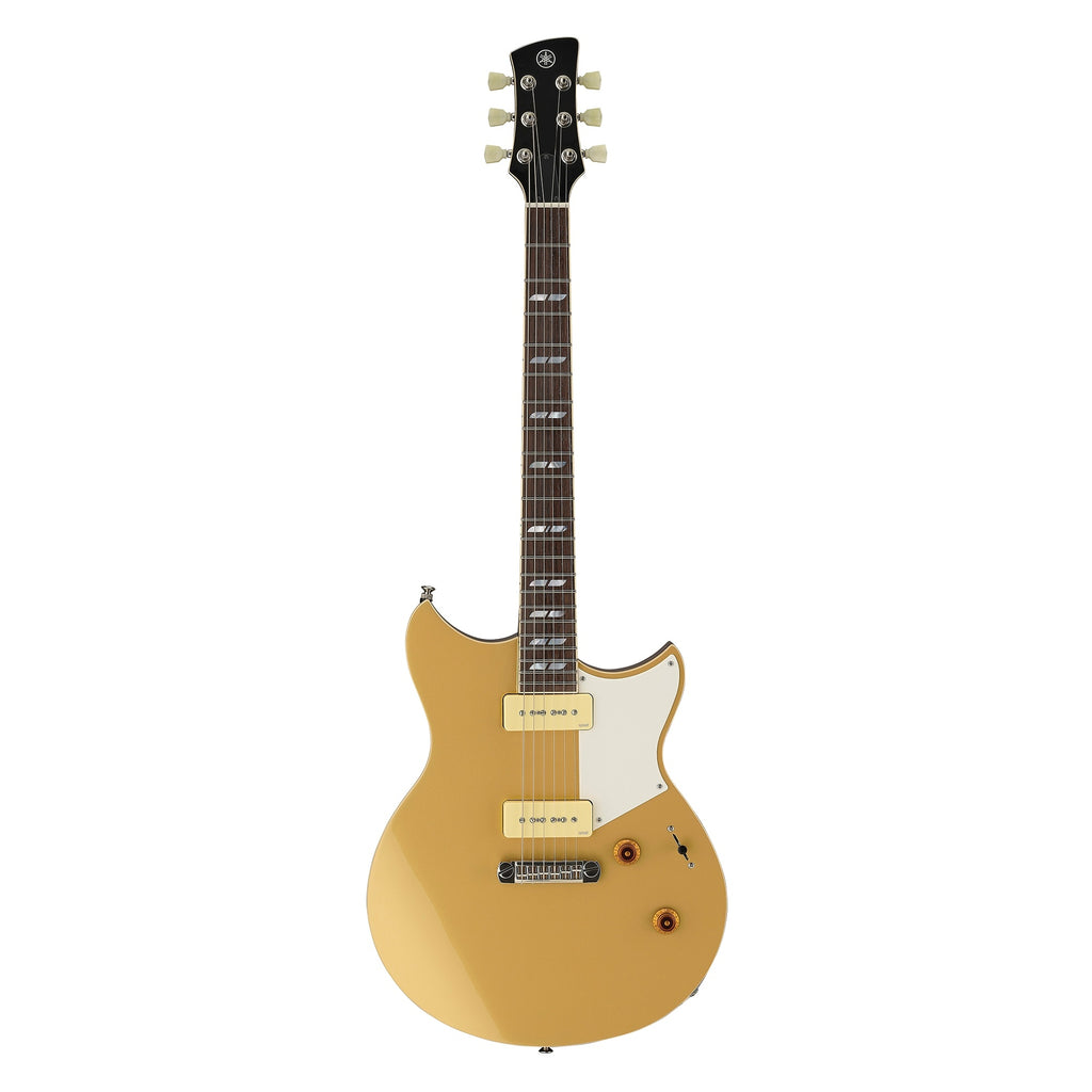 Yamaha Revstar Chris Buck Signature electric guitar in Honey Gold with chrome hardware and dual humbucking pickups.