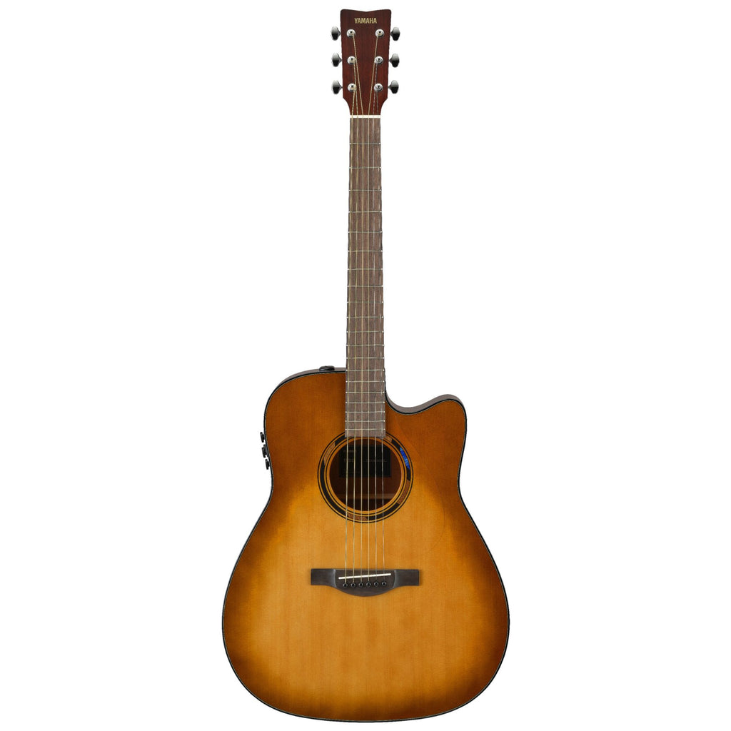 Yamaha TAG1CSB C Transacoustic acoustic guitar with sand burst gloss finish, showcasing its body, neck, and strings.