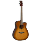 Yamaha TAG1CSB C Transacoustic Guitar in Sand Burst Gloss with natural wood finish and steel strings, shown against a plain background.