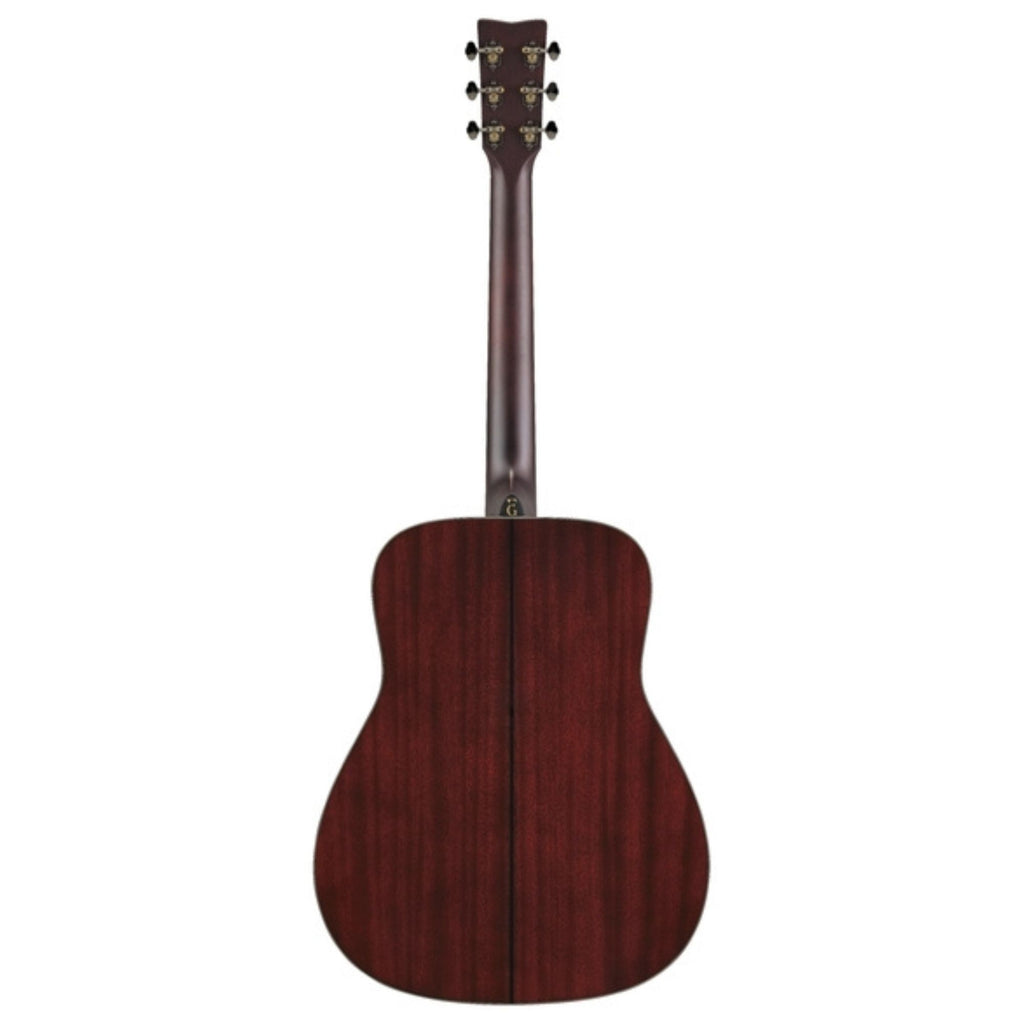 Yamaha FG7 M acoustic guitar in natural wood finish, showcasing its body and neck design, perfect for musicians and guitar enthusiasts.