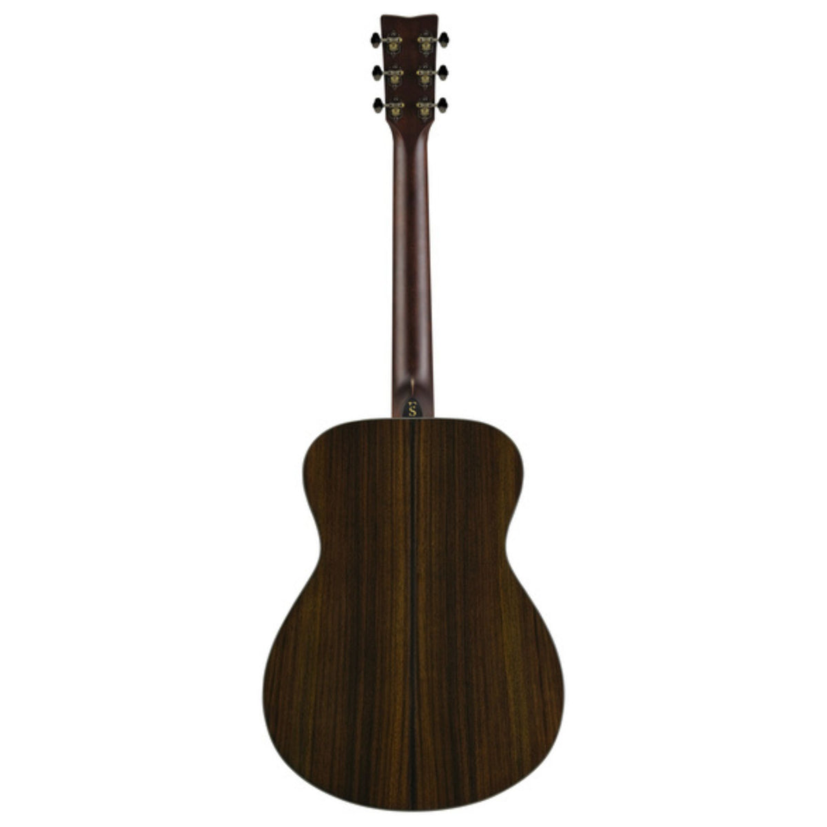 Yamaha FS7 R acoustic guitar in natural finish, showcasing its body, neck, and strings on a stand.