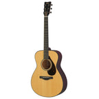 Yamaha FS7 M acoustic guitar with natural finish, six-string steel-string guitar, close-up of body and fretboard.