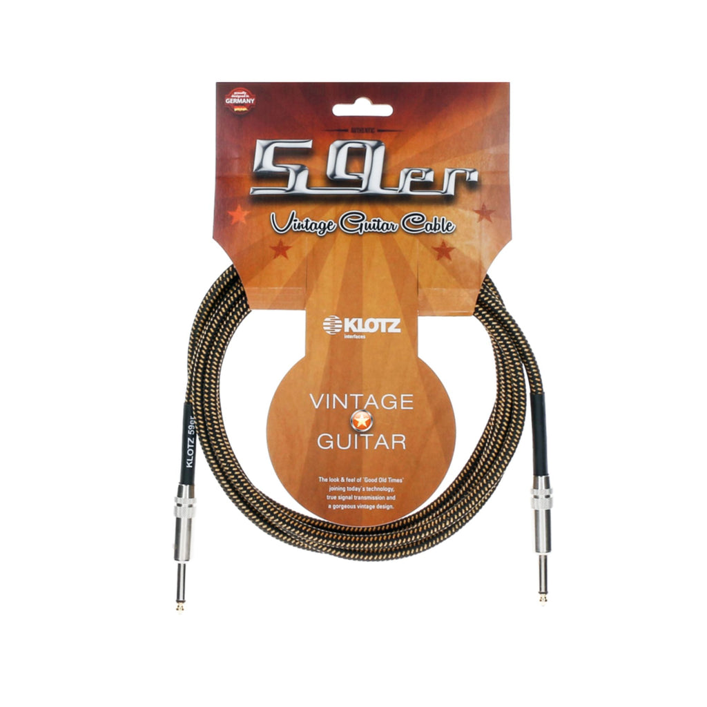 Klotz 59'er Vintage Guitar Cable 3m Tweed/Gold Tip - Straight