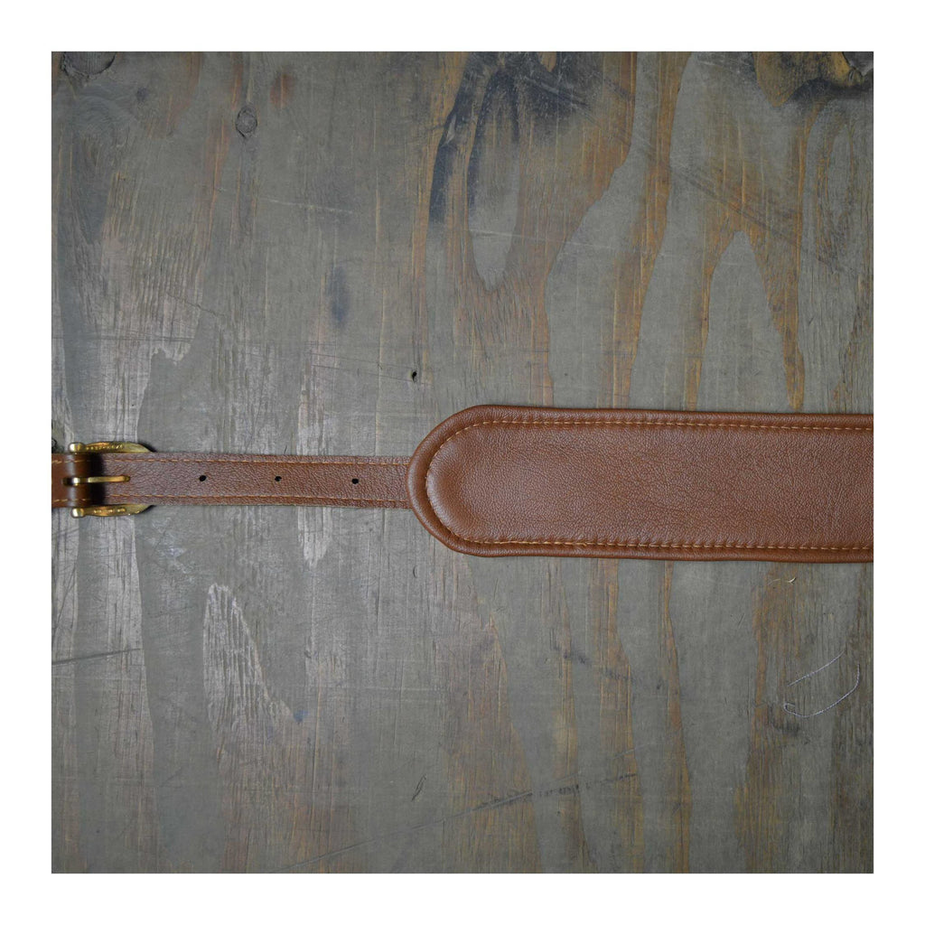Colonial Leather Vintage Style Padded and Upholstery Backed Guitar Strap - Brown and Tan