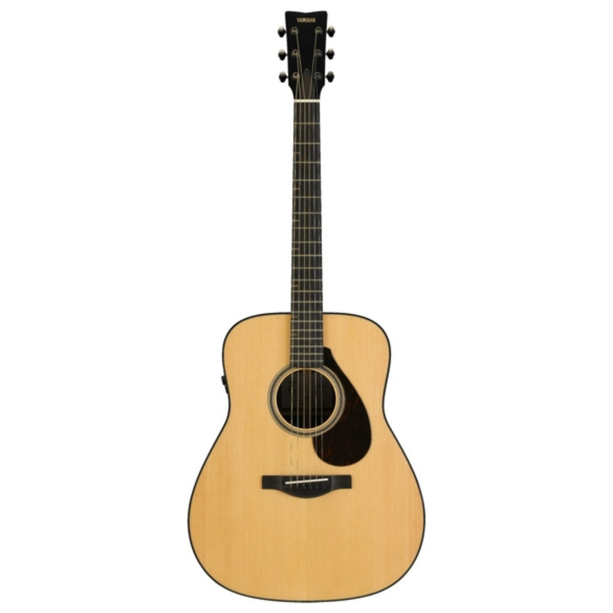Yamaha FG7 RX acoustic guitar in natural finish, showcasing its wood body, six strings, and traditional dreadnought shape.