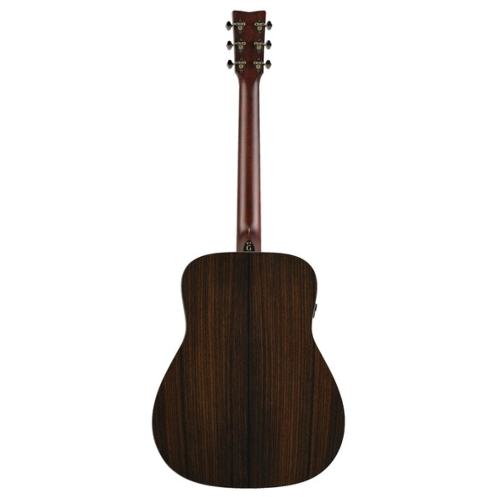 Yamaha FG7 RX acoustic guitar in natural finish, showcasing its wooden body, neck, and strings on a plain background.