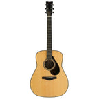 Yamaha FG7 MX acoustic guitar with natural wood finish, showcasing its body, neck, and six-string design.