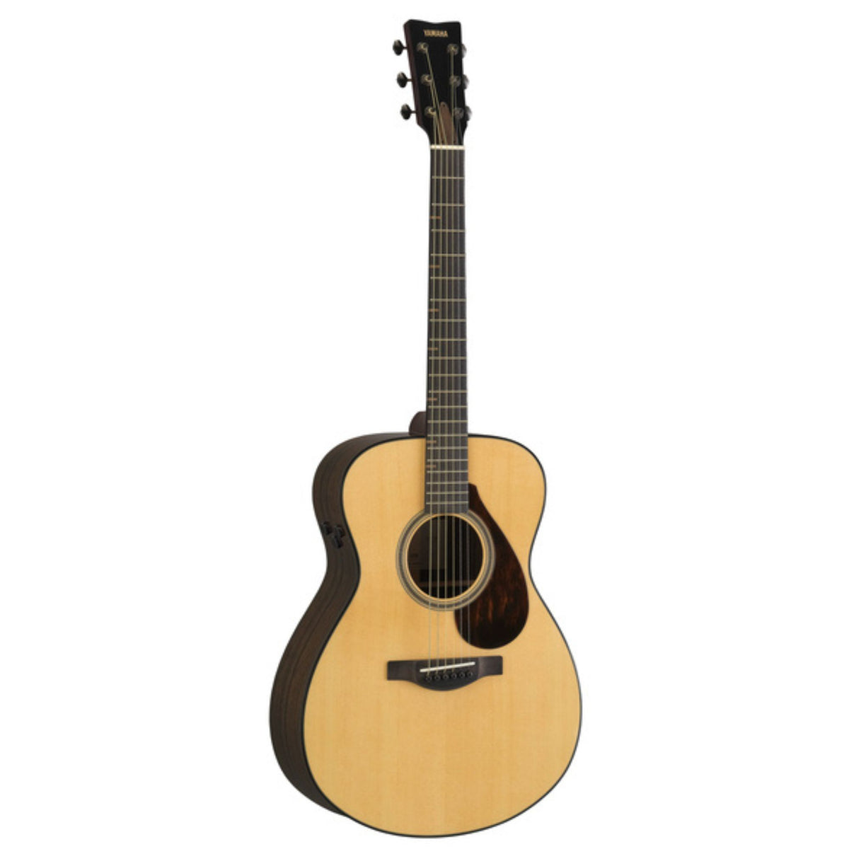 Yamaha FS7 RX acoustic guitar in natural finish, showing its body, soundhole, and fretboard detail.
