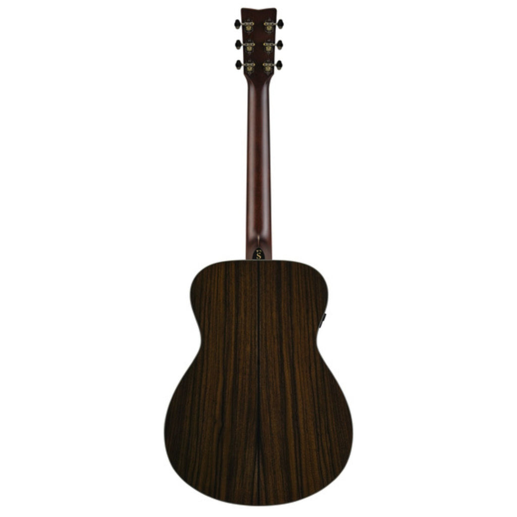 Yamaha FS7 RX acoustic guitar in natural wood finish with a spruce top and rosewood fingerboard, showcasing its elegant craftsmanship.
