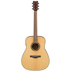 Yamaha TAG1ENT Transacoustic guitar in natural gloss, acoustic guitar with a wooden body and six strings on a stand.