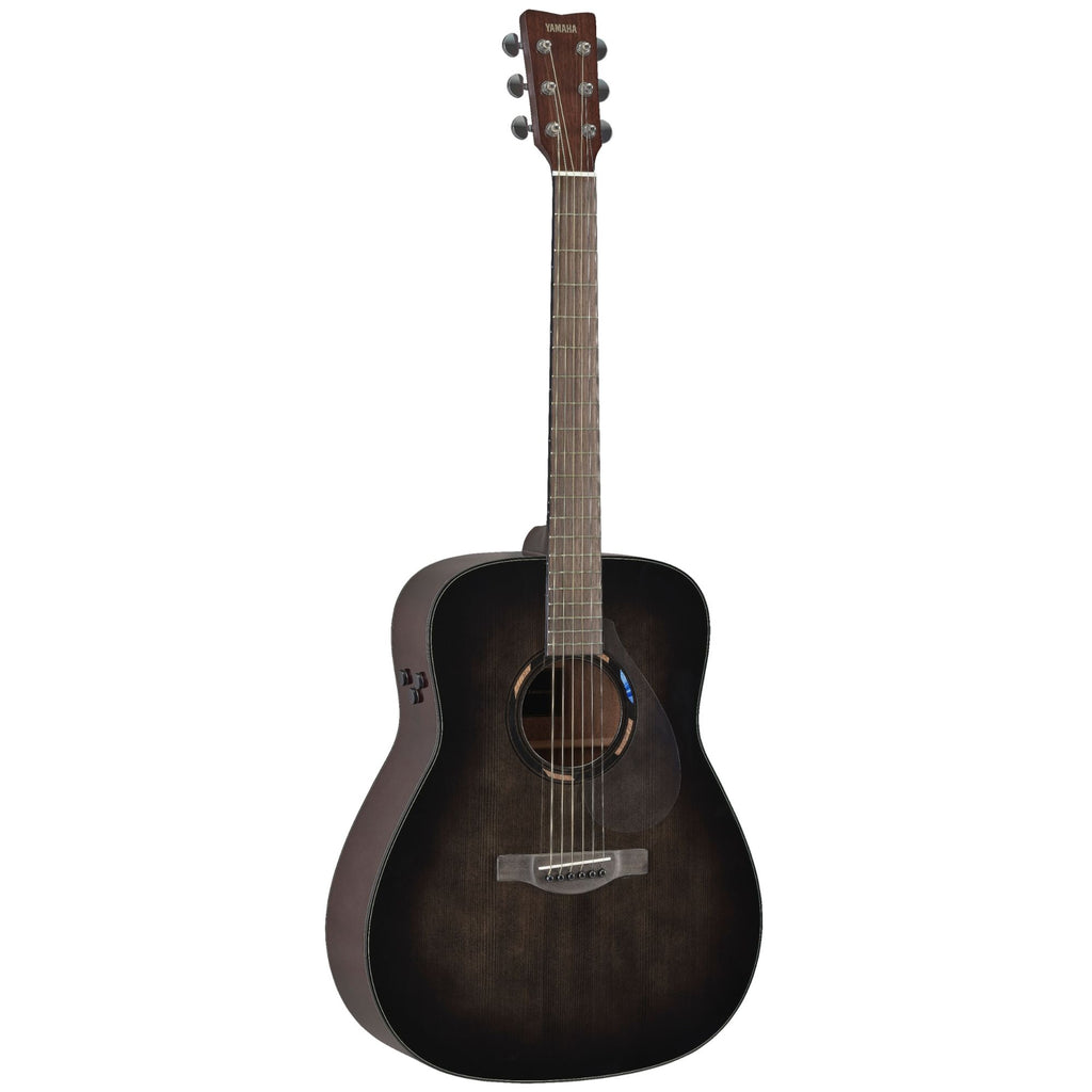 Yamaha TAG1ETB Transacoustic acoustic guitar in translucent black gloss with a sleek body and modern design.