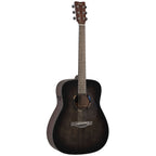 Yamaha TAG1ETB Transacoustic acoustic guitar in translucent black gloss with a sleek body and modern design.
