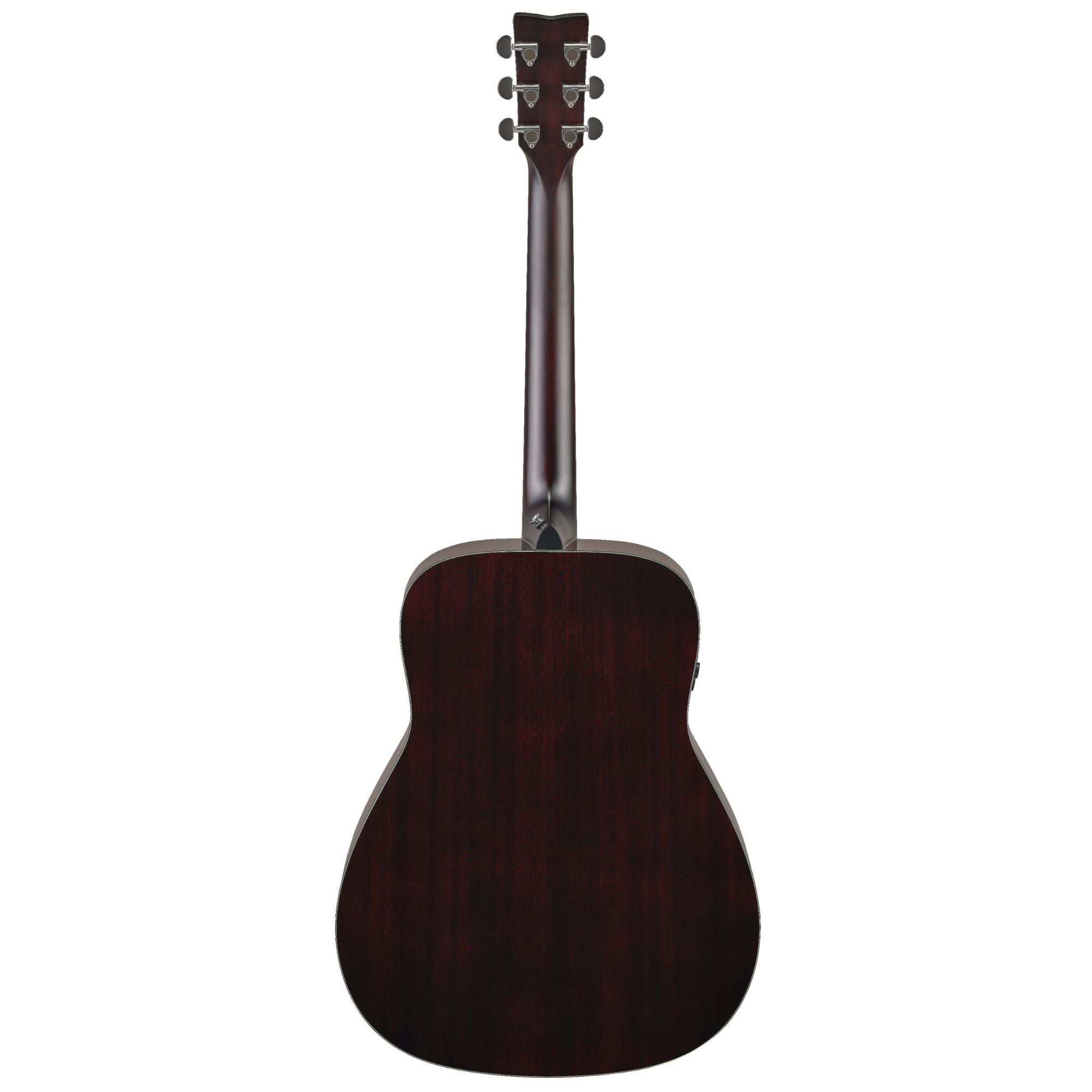 Yamaha TAG1ETB Transacoustic acoustic guitar with translucent black glossy finish, showing its body, fretboard, and strings.