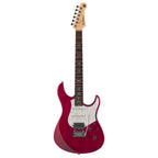 Yamaha Pacifica Standard Plus Fired Red electric guitar with double-cut body, maple neck, and chrome hardware.