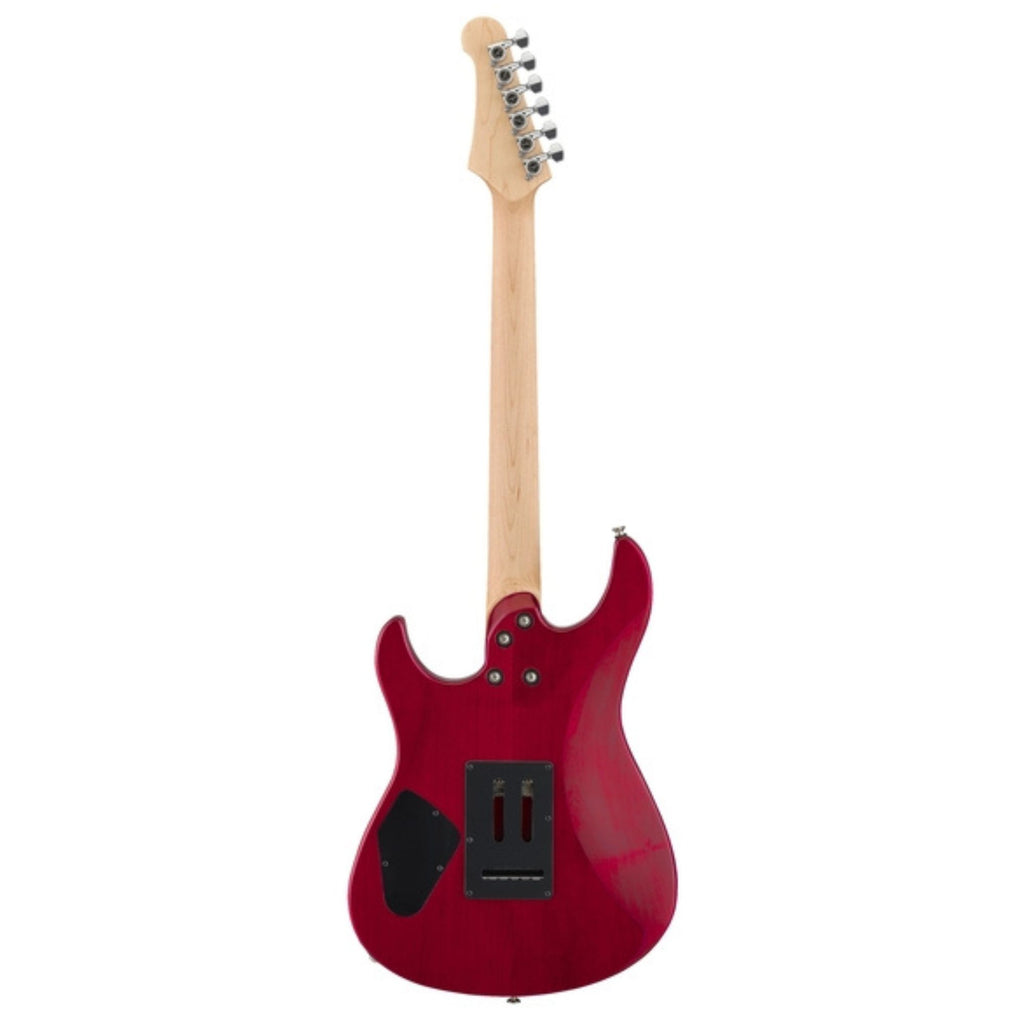 Yamaha Pacifica Standard Plus Fired Red electric guitar with a sleek body and six strings, designed for versatile playing.