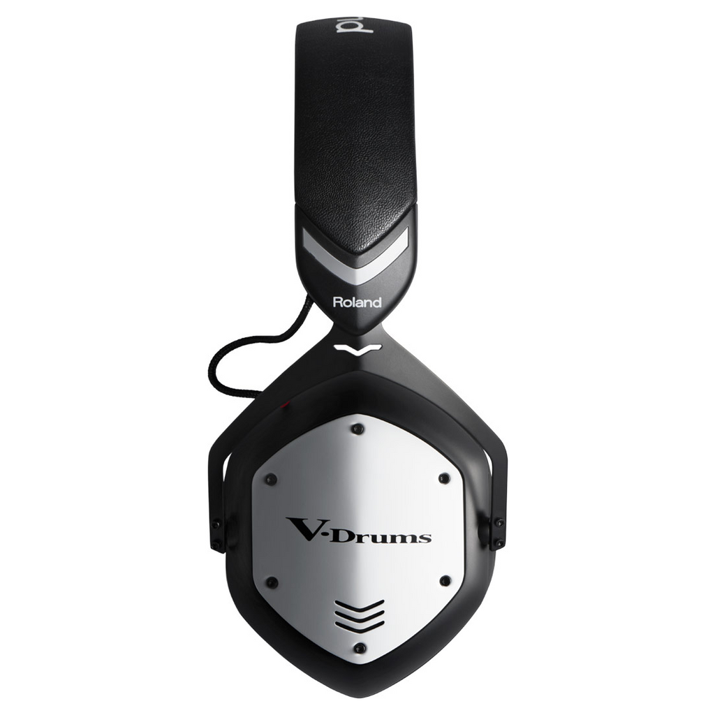 Roland VMH-D1 V-Drums headphones by V-MODA, black over-ear headphones with padded ear cups for drumming and studio use.