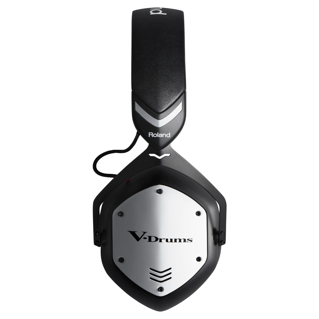 Roland VMH-D1 V-Drums headphones by V-MODA, black over-ear headphones with padded ear cups for drumming and studio use.