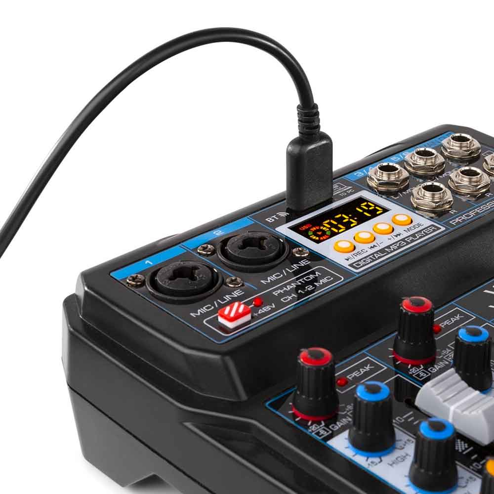 Vonyx VMM-P500 4 Channel Music Mixer with Bluetooth and MP3 Player