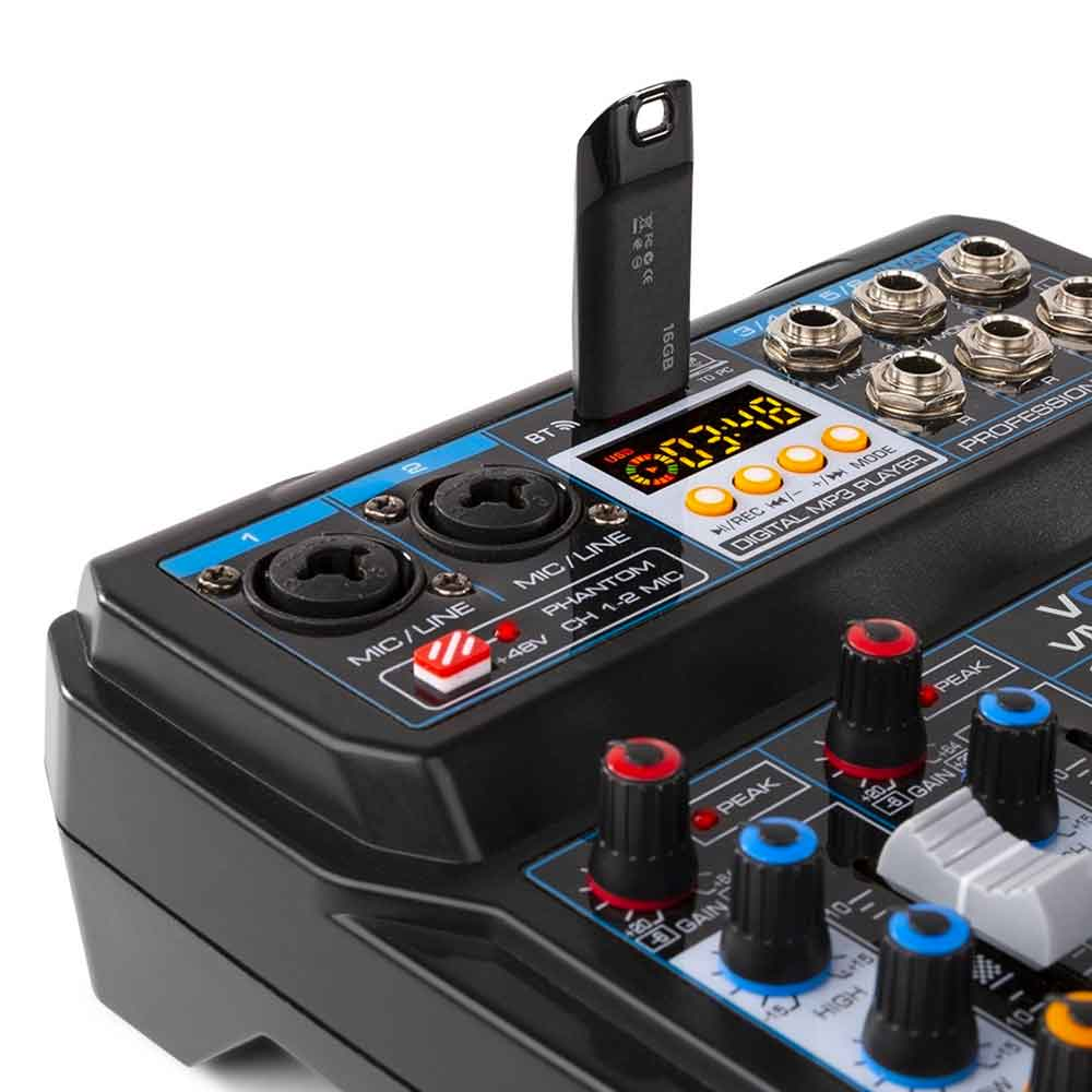 Vonyx VMM-P500 4 Channel Music Mixer with Bluetooth and MP3 Player