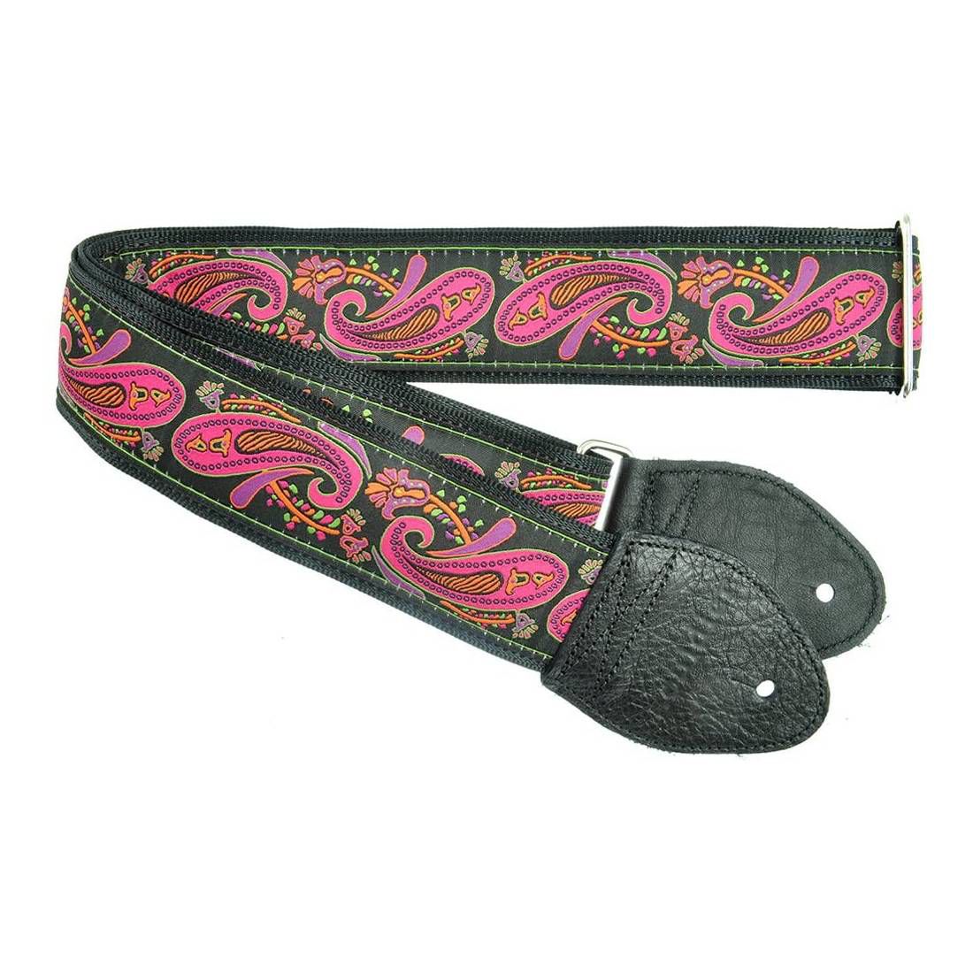 Souldier USA Guitar Strap 1.5in - Paisley Magenta Paisley on BK