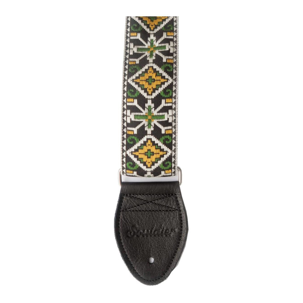 Souldier USA Guitar Strap 2in - San Quentin Cash GD/ WH/ OD on BK Background
