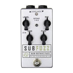 Cusack Music Sub Fuzz effects pedal, USA made, shown with control knobs and footswitch on a pedalboard.