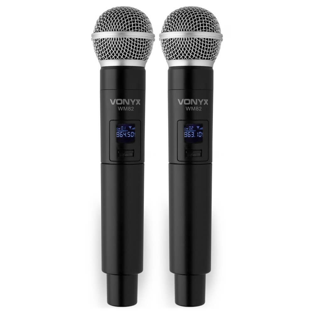 Vonyx Karaoke Bundle with Powered Speakers, Mixer, and Dual Wireless Microphone System