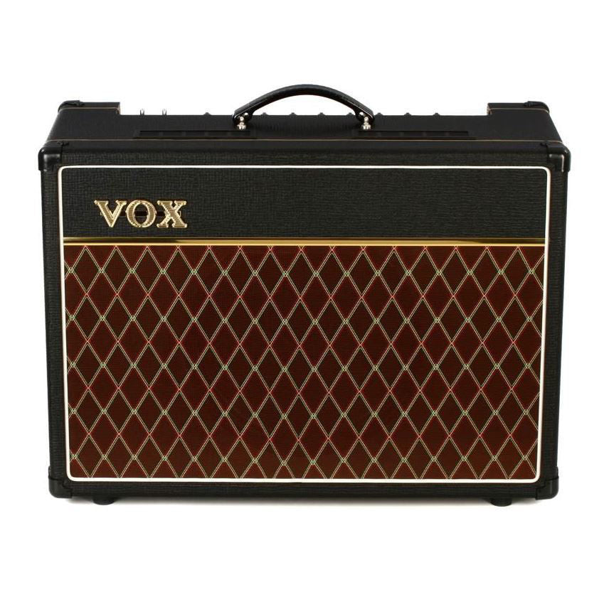Vox AC15C1 Custom 15W tube guitar amplifier with 1x12" speaker and built-in reverb, featuring vintage design and control knobs.