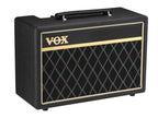 Vox Pathfinder 10B bass guitar amplifier with control knobs and speaker grille, compact and portable for bass players.