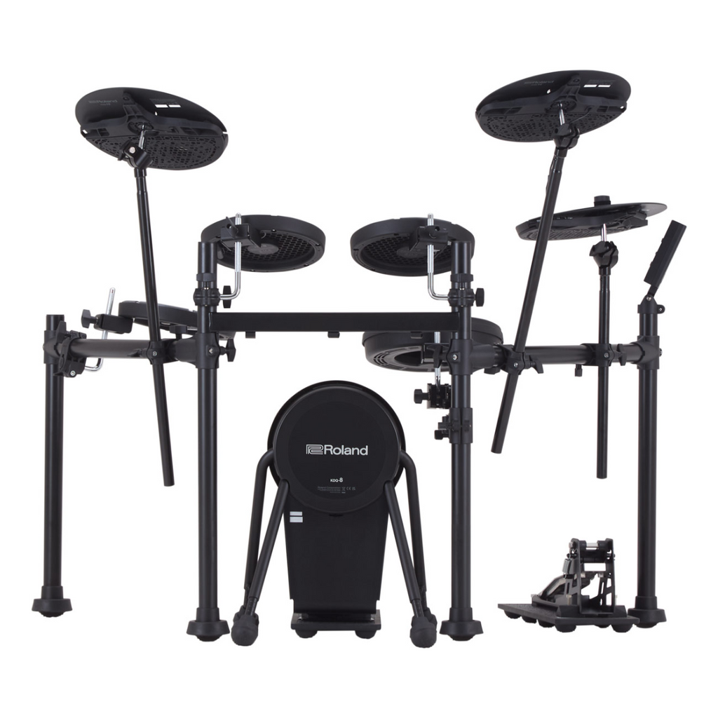 Roland VQD106S V-Drums Quiet Electronic Drum Kit with TD07 module, featuring mesh drum pads and compact design for quiet practice.