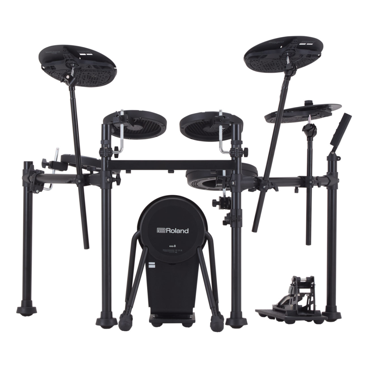 Roland VQD106S V-Drums Quiet Electronic Drum Kit with TD07 module, featuring mesh drum pads and compact design for quiet practice.