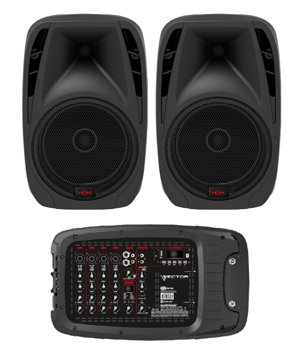 HH VRC-210 Portable PA System 2x500W Bluetooth 6-CH Mixer - Black