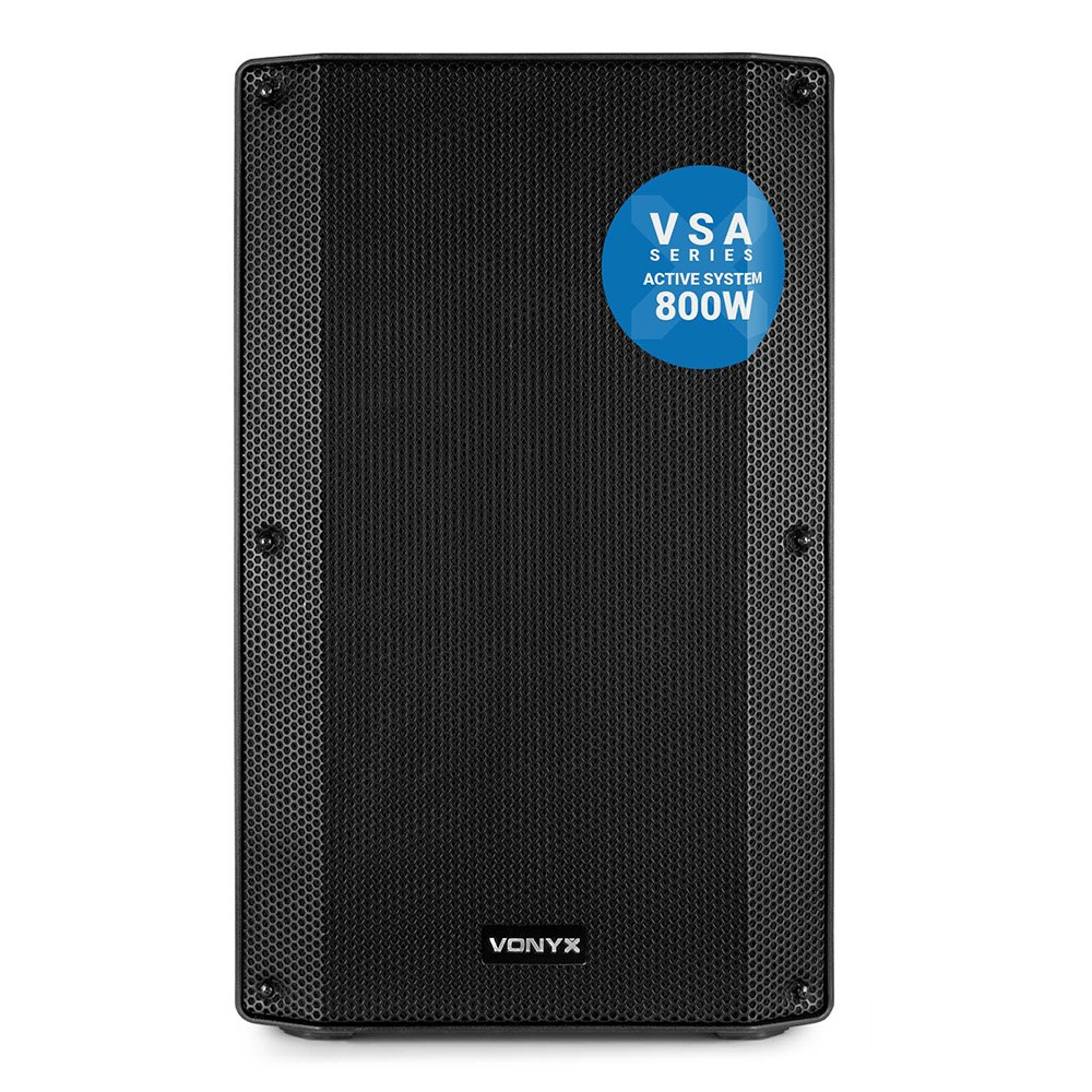 Vonyx VSA12 12-inch bi-amplified 800W active powered speaker with control panel and speaker grille for professional sound.