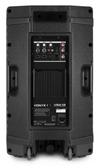 Vonyx VSA12 12-inch bi-amplified 800W active powered speaker with control panel and speaker grille in a professional sound setup