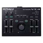 Roland VT4 Voice Transformer audio effects processor with colorful interface and multiple control knobs on a white background.