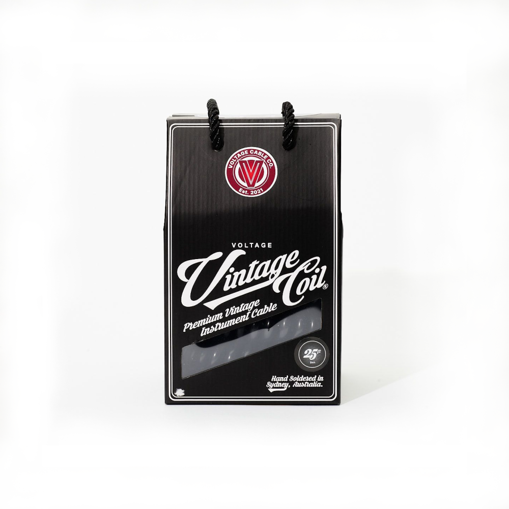 Voltage Vintage Coil Black 25ft G&H USA Plugs ST/RA Australian Made Guitar Cable