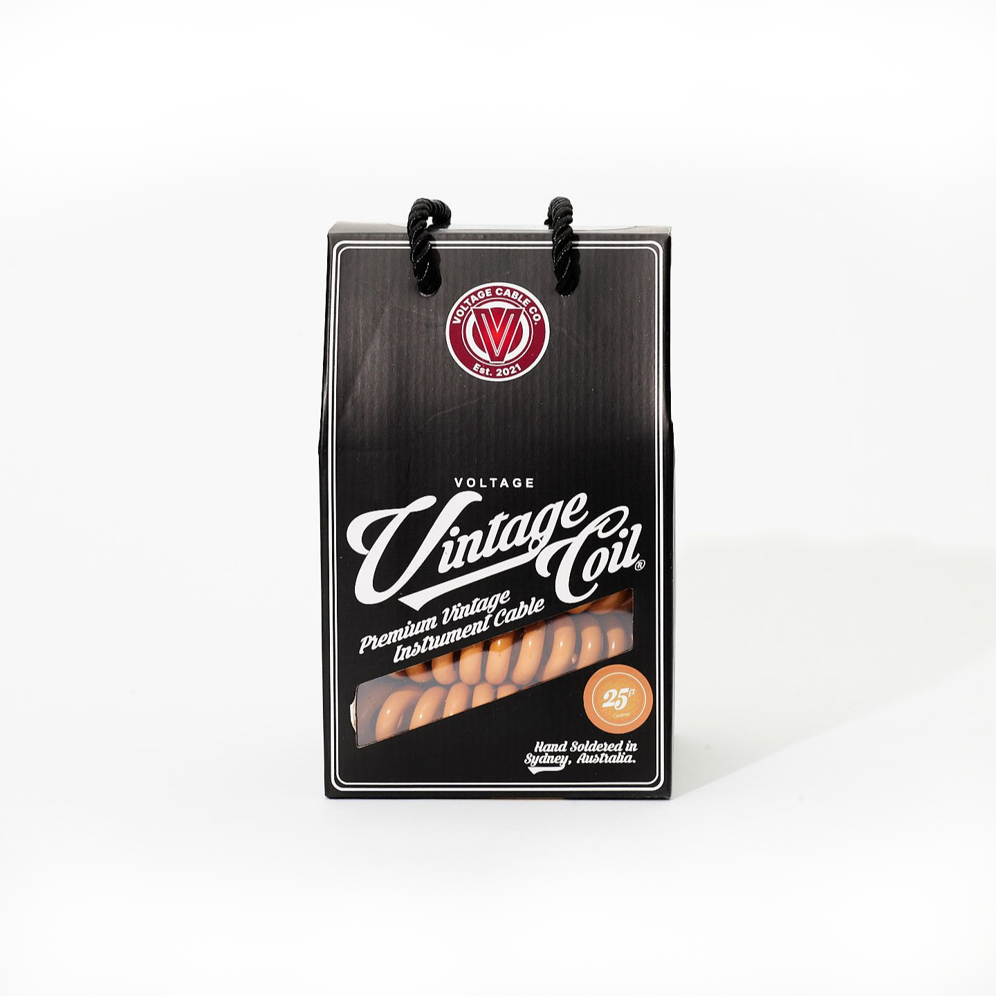 Voltage Vintage Coil Caramel 25ft G&H USA Plugs ST/ST Australian Made Guitar Cable