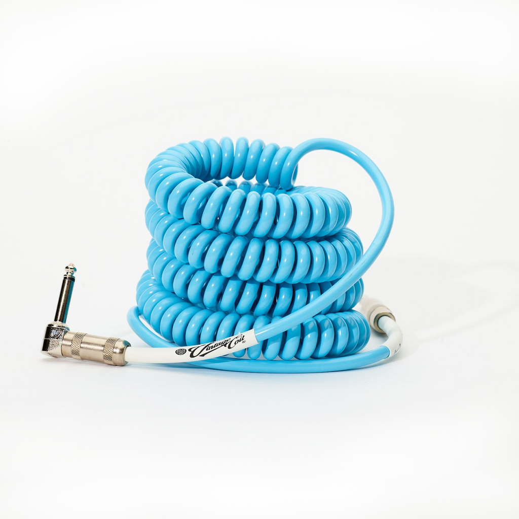 Voltage Vintage Coil Electric Blue 25ft G&H USA Plugs ST/RA Australian Made Guitar Cable