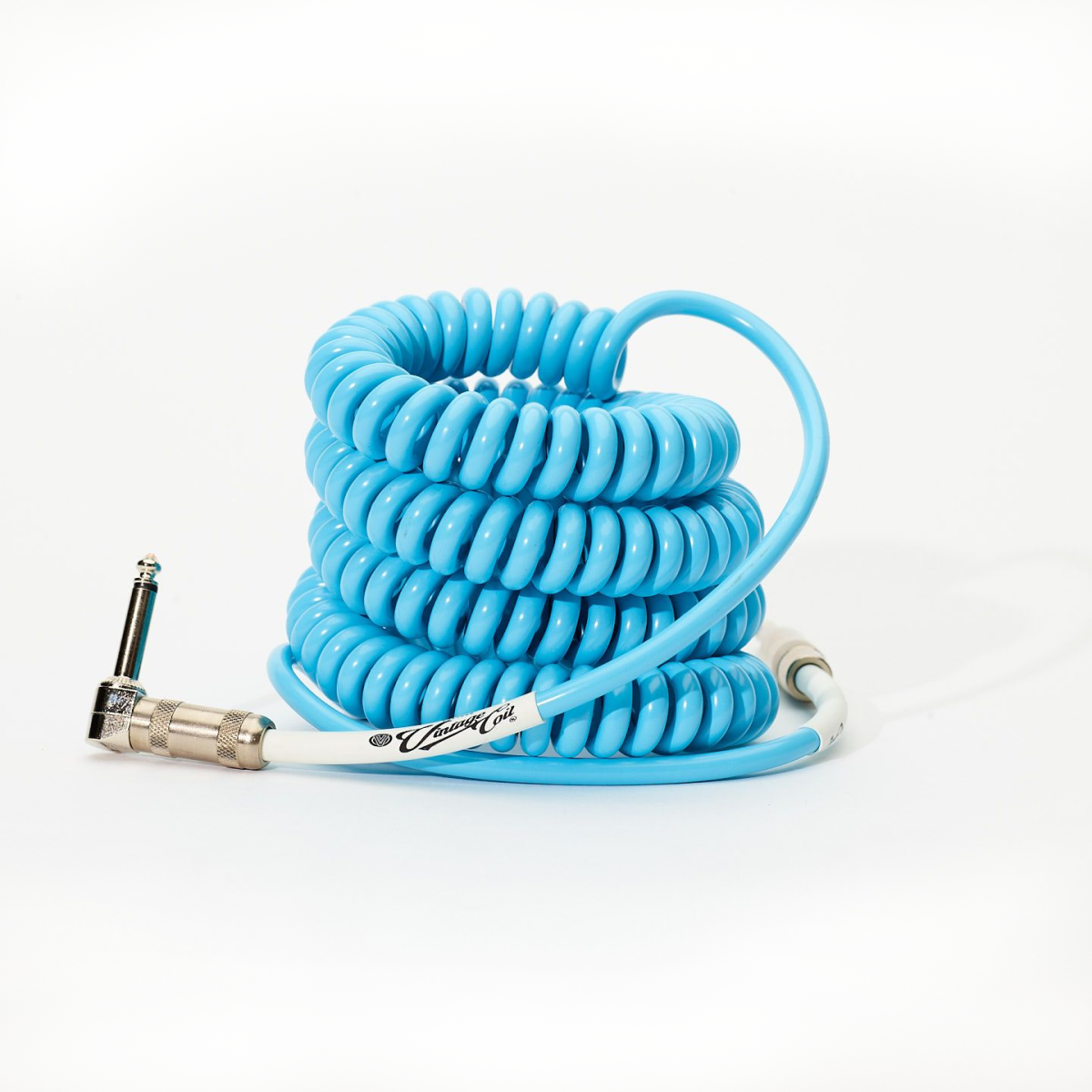 Voltage Vintage Coil Electric Blue 25ft G&H USA Plugs ST/RA Australian Made Guitar Cable