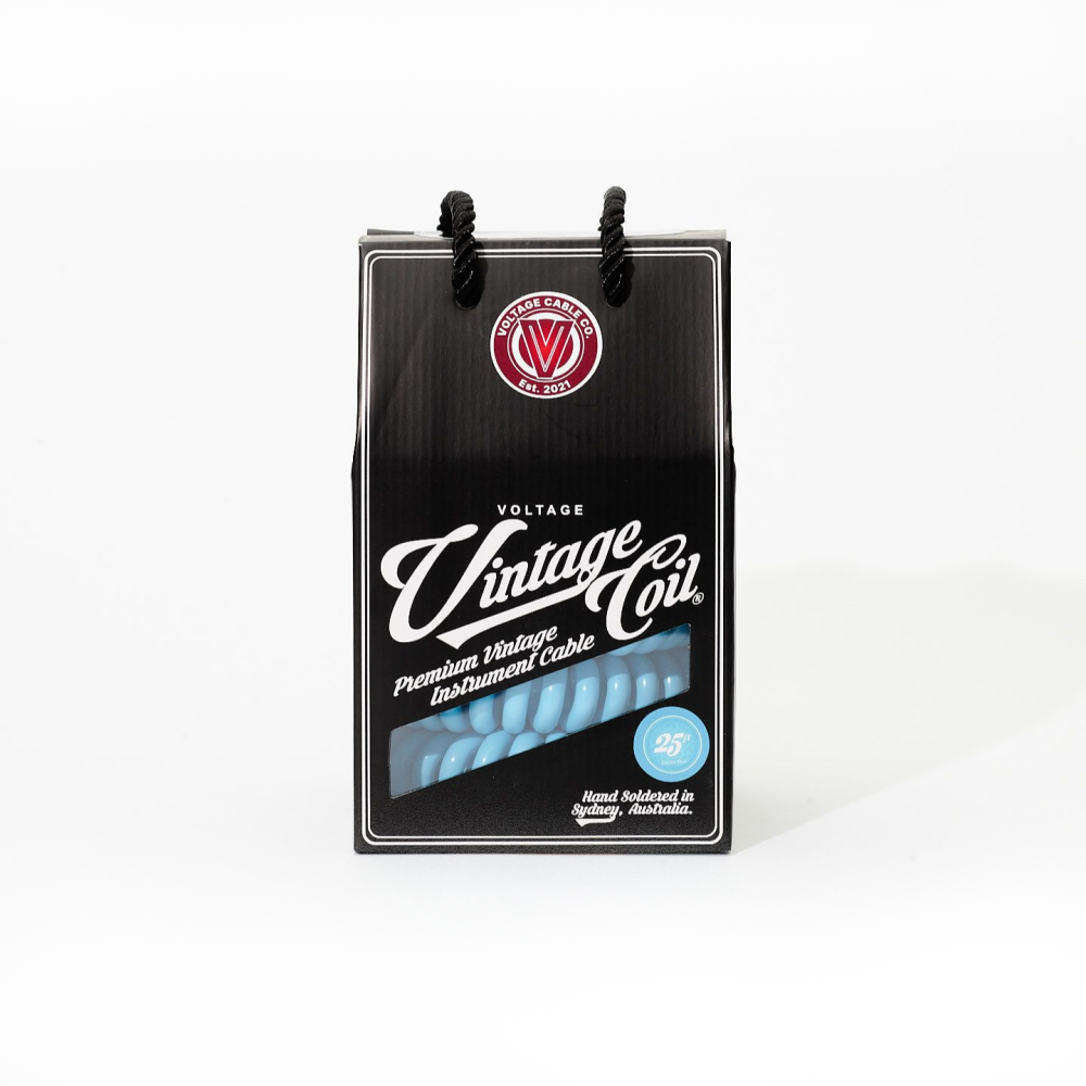 Voltage Vintage Coil Electric Blue 25ft G&H USA Plugs ST/ST Australian Made Guitar Cable
