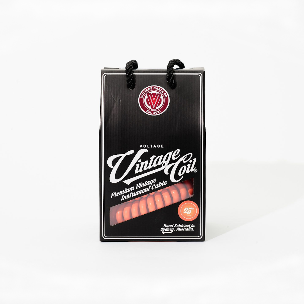 Voltage Vintage Coil Orange 25ft G&H USA Plugs ST/RA Australian Made Guitar Cable