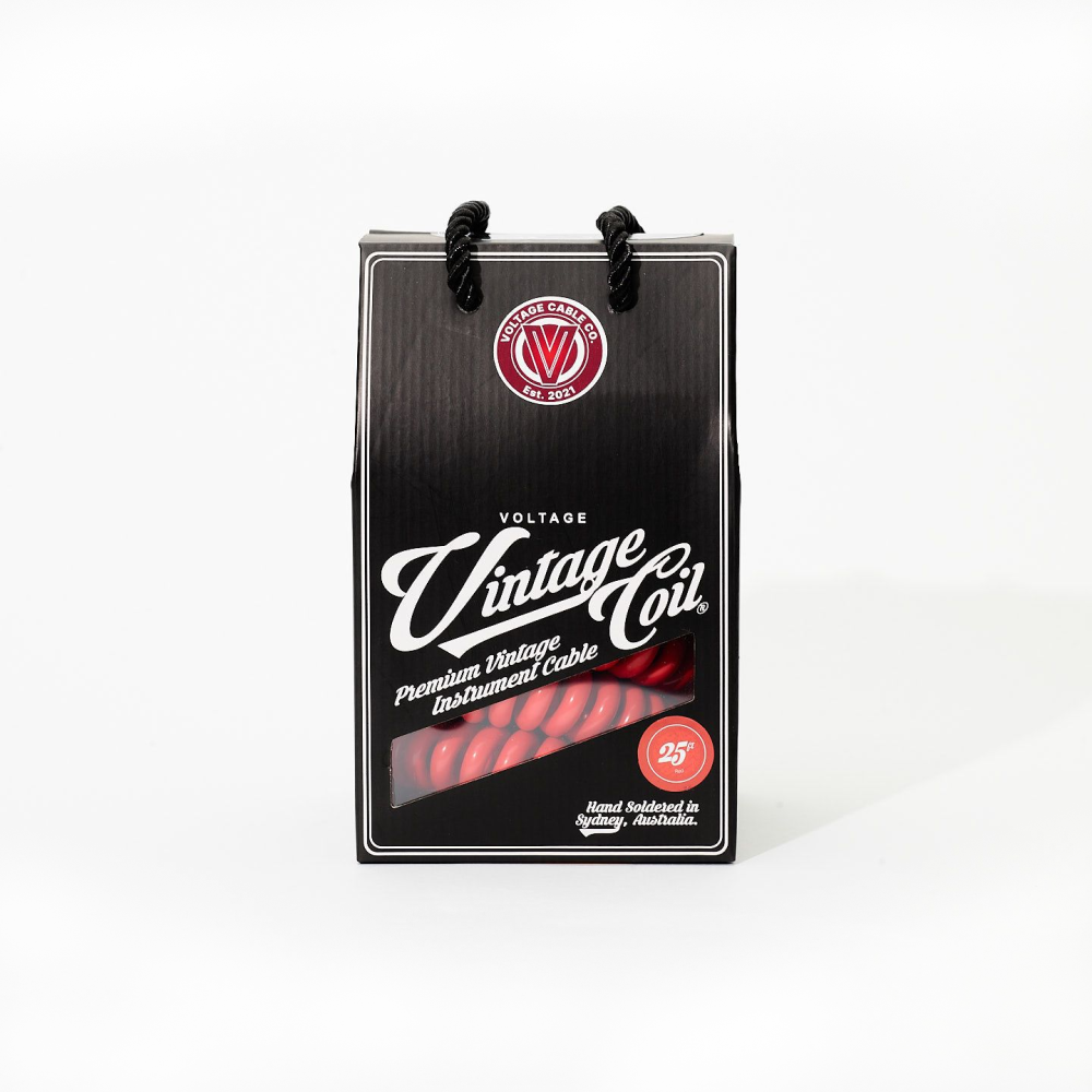 Voltage Vintage Coil Red 25ft G&H USA Plugs ST/RA Australian Made Guitar cable