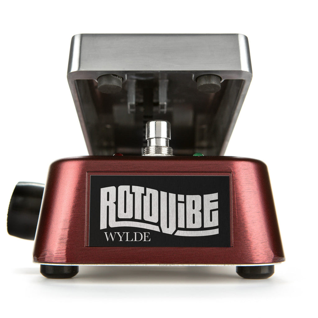 Rotovibe Wylde Audio effects pedal, single guitar effects pedal with rotary speaker sound, black finish, and control knobs.