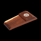 Wild Dog Emu Red Gum stomp box effects pedal with wooden casing and footswitch for guitar effects.