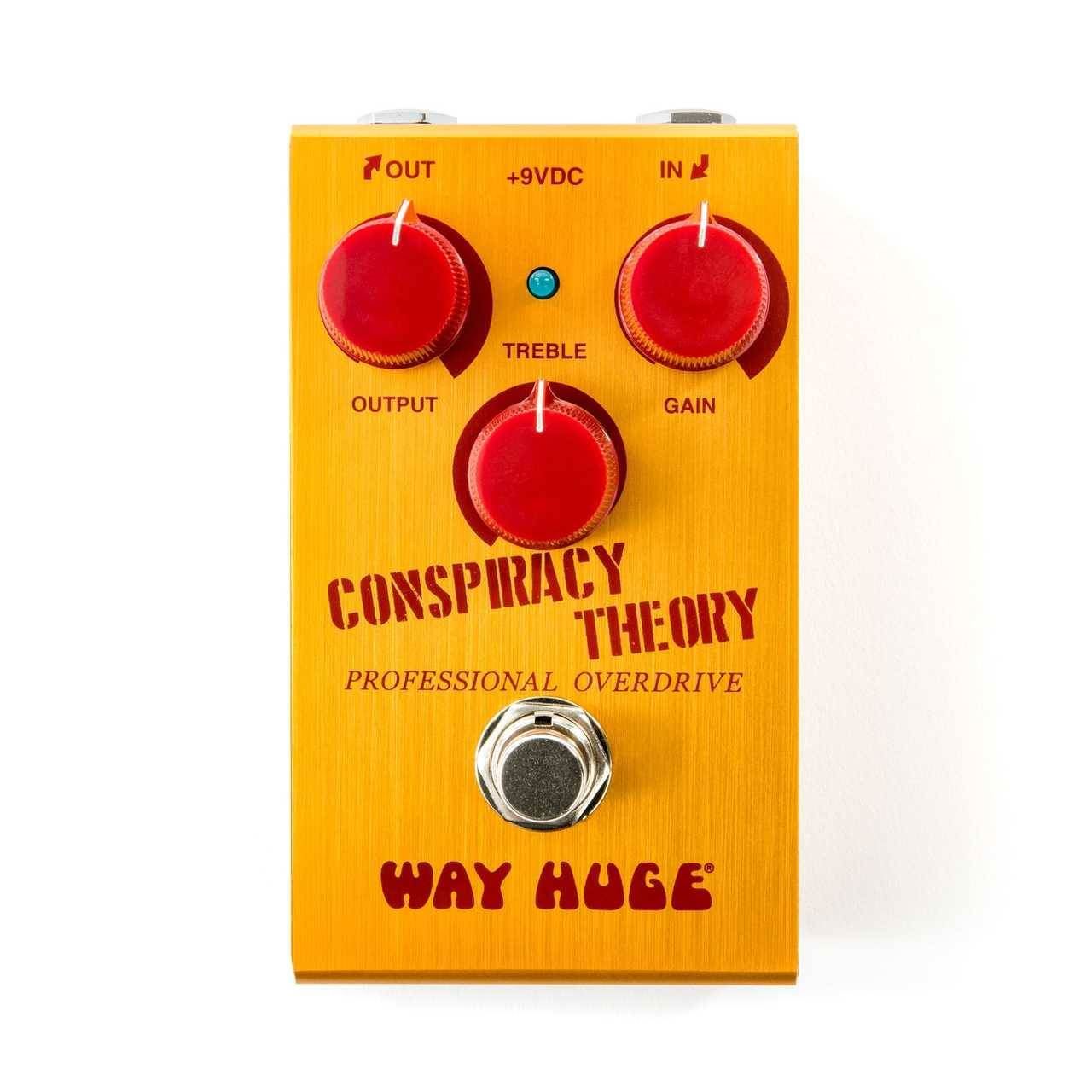 Way Huge Conspiracy Theory guitar effects pedal with knobs and footswitch, designed for versatile sound modulation.