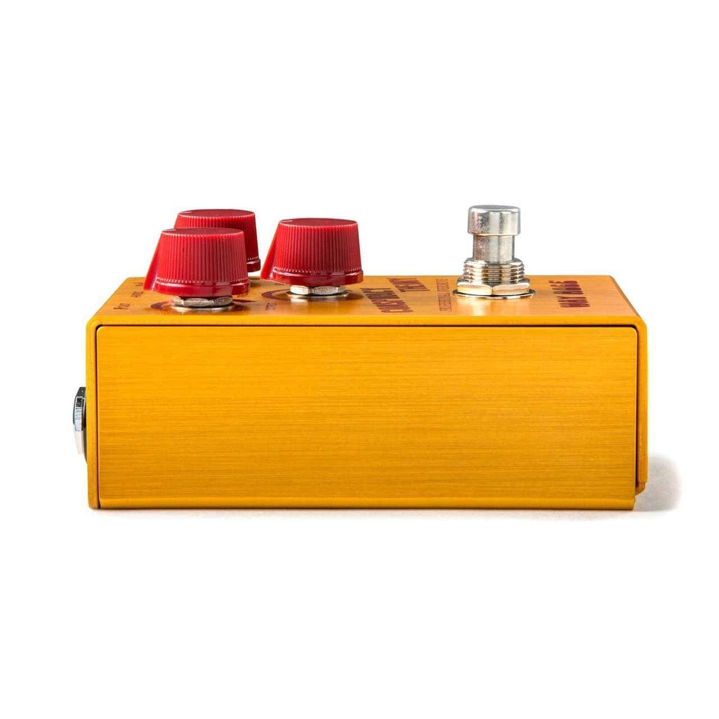 Way Huge Conspiracy Theory guitar effects pedal with multiple control knobs and rugged metal casing, designed for electric guitar.